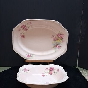 Homer Laughlin China, Mt. Clemens Virginia Rose Pattern, Bowl & Platter Set.